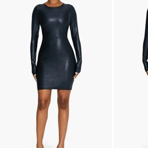 Chic Black Faux Leather Dress